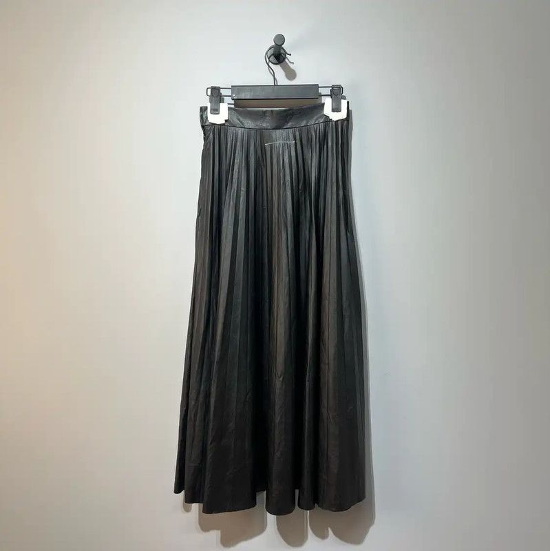 Maison Margiela Maison Margiela Black Leather Midi Skirt 0089 Size 23" - 2 Thumbnail