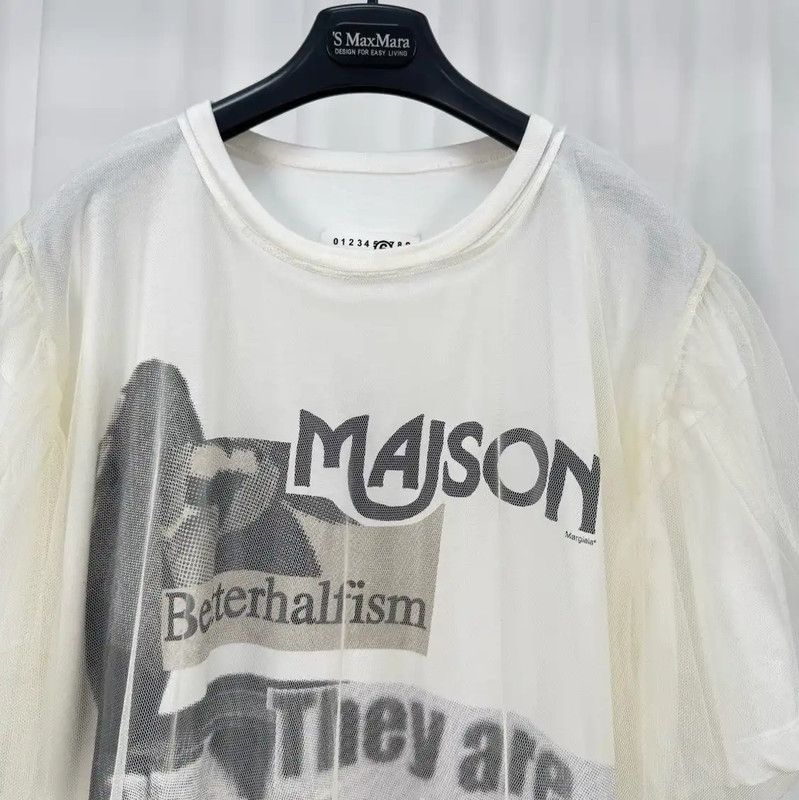 Maison Margiela Maison Margiela Summer Cream Logo T-Shirt 0089 Size XS / US 0-2 / IT 36-38 - 3 Thumbnail