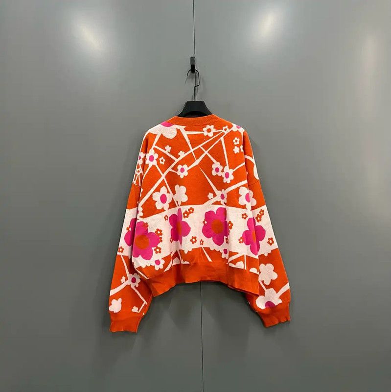 Maison Margiela Maison Margiela Orange Floral Knit Sweater 0089 Size S / US 4 / IT 40 - 2 Thumbnail