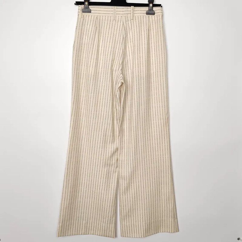 Maison Margiela Maison Margiela Cream Wool Wide-Leg Trousers 0089 Size 27" / US 4 / IT 40 - 2 Thumbnail