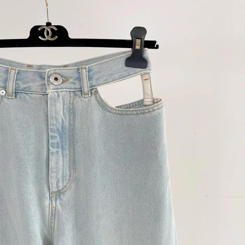 Maison Margiela Maison Margiela Light Blue Casual Trousers for Women 0089 Size 26" / US 2 / IT 38 - 3 Thumbnail