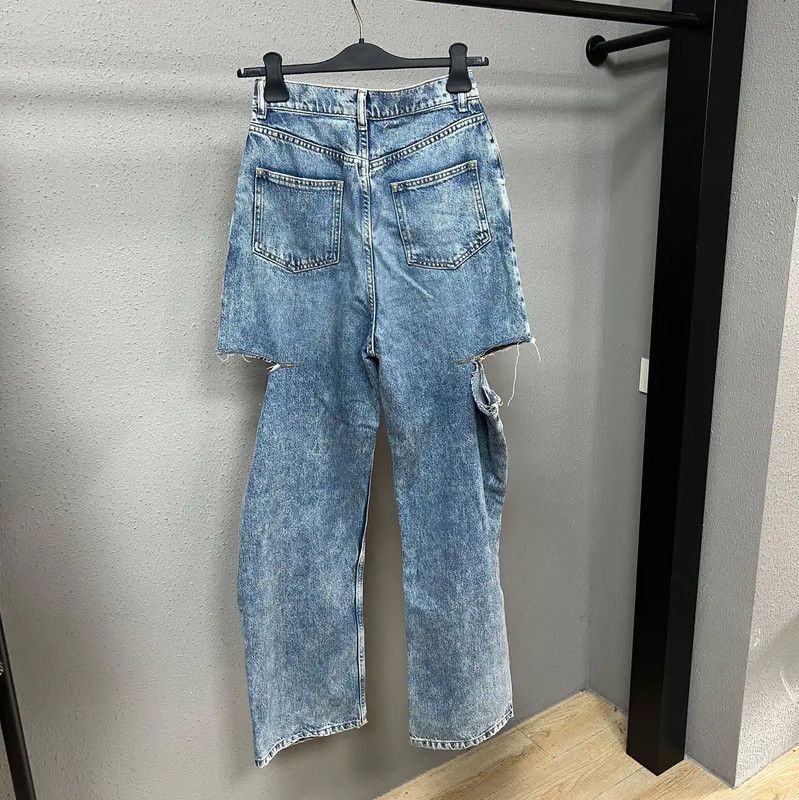 Maison Margiela Maison Margiela Blue Cutout Denim Pants 0089 Size 29" - 2 Thumbnail