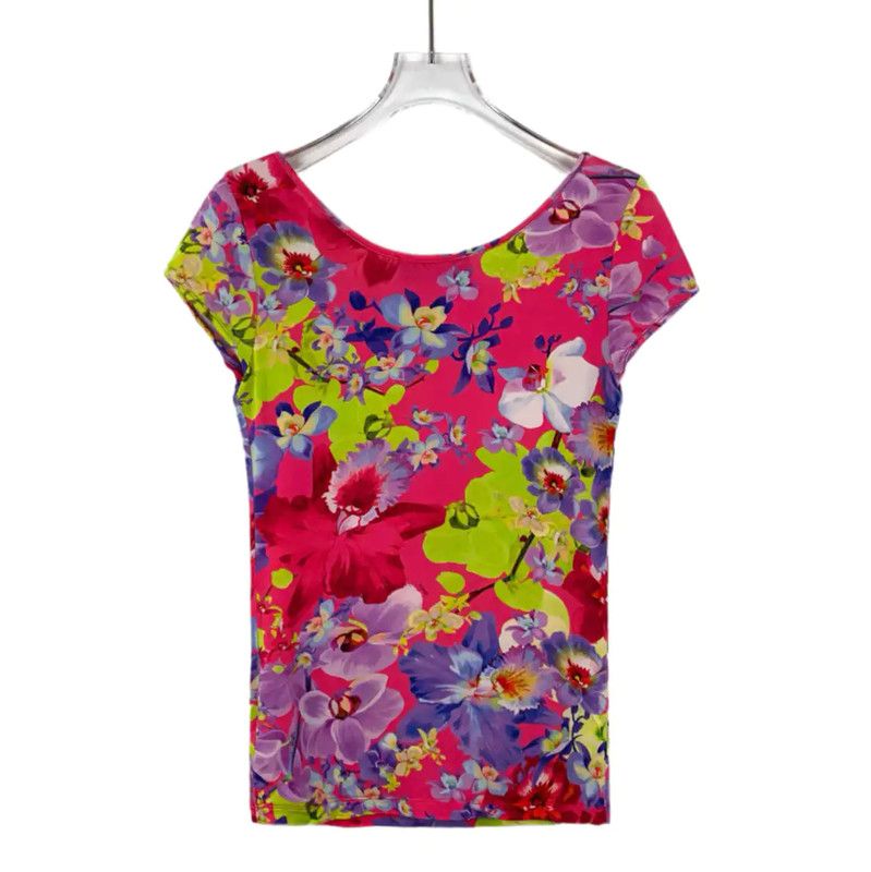 Versace Versace Floral Print Women's T-Shirt 0089 Size M / US 6-8 / IT 42-44 - 2 Thumbnail