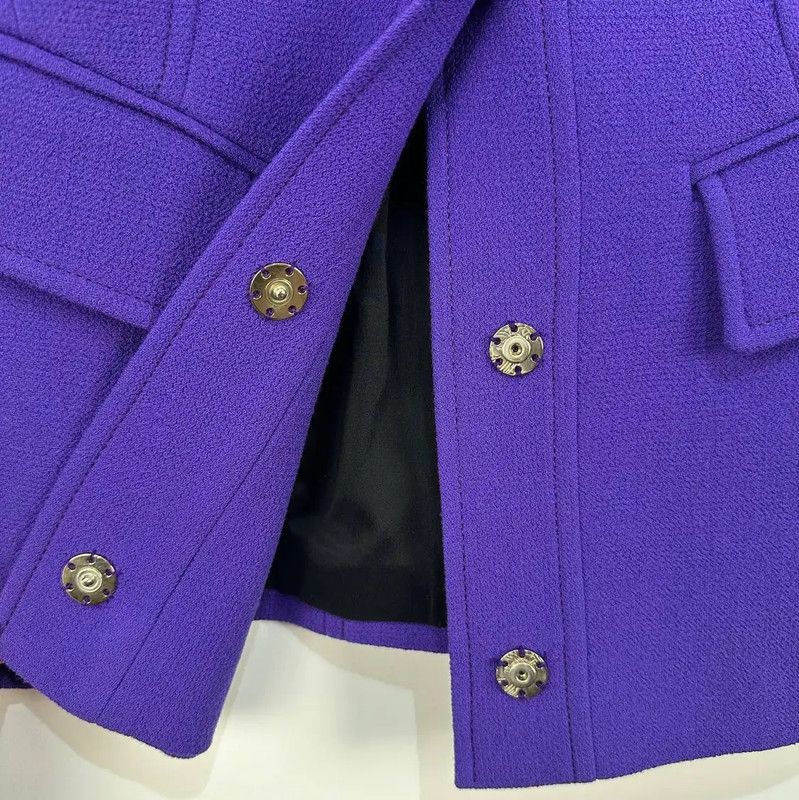Versace Versace Purple Wool Women's Jacket 0089 Size M / US 6-8 / IT 42-44 - 4 Thumbnail
