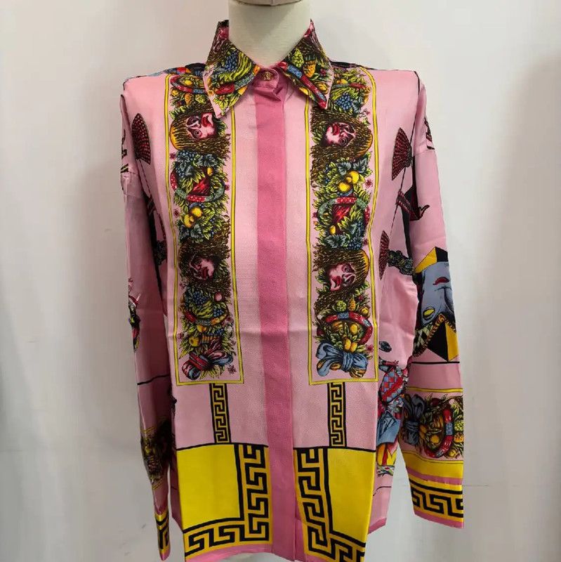 Versace Versace Pink Silk Long Sleeve T-Shirt 0089 Size M / US 6-8 / IT 42-44 - 2 Thumbnail