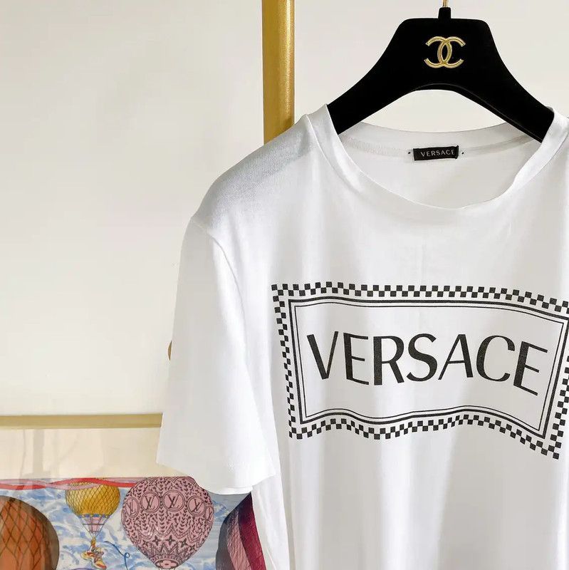 Versace Versace White Logo Cotton T-shirt for Women 0089 Size M / US 6-8 / IT 42-44 - 3 Thumbnail
