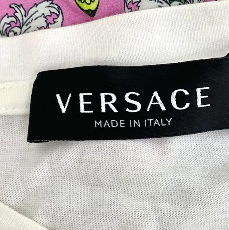 Versace Versace White Cotton Dress with Print Skirt 0089 Size L / US 10 / IT 46 - 6 Thumbnail