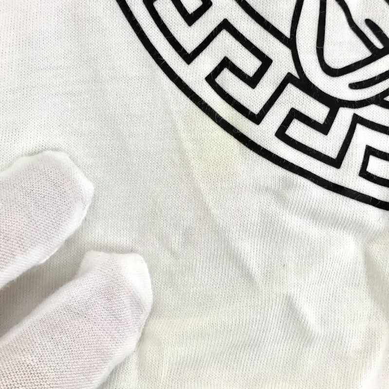 Versace Versace White Cotton Dress with Print Skirt 0089 Size L / US 10 / IT 46 - 9 Thumbnail