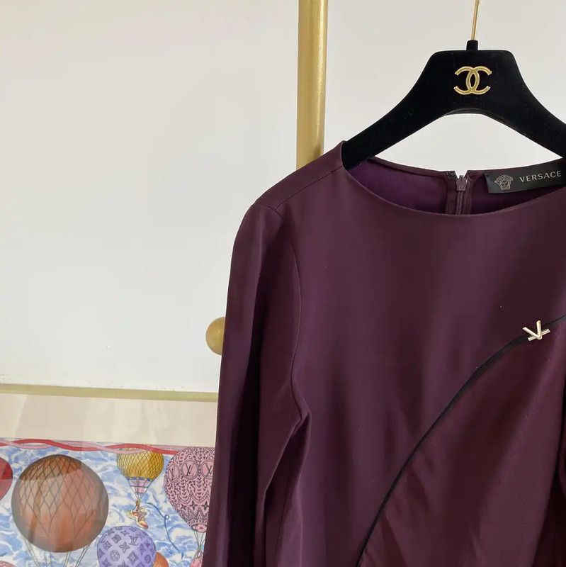 Versace Versace Long Sleeve Violet Dress for Women 0089 Size XL / US 12-14 / IT 48-50 - 3 Thumbnail