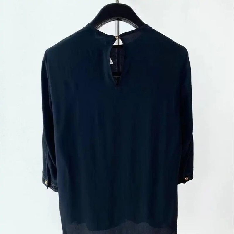 Versace Versace Black Cotton Women's Top 0089 Size S / US 4 / IT 40 - 2 Thumbnail
