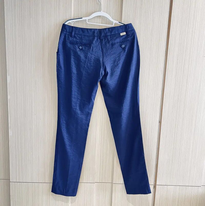 Versace Versace Summer Deep Blue Cotton Striped Pants 0089 Size 28" / US 6 / IT 42 - 2 Thumbnail