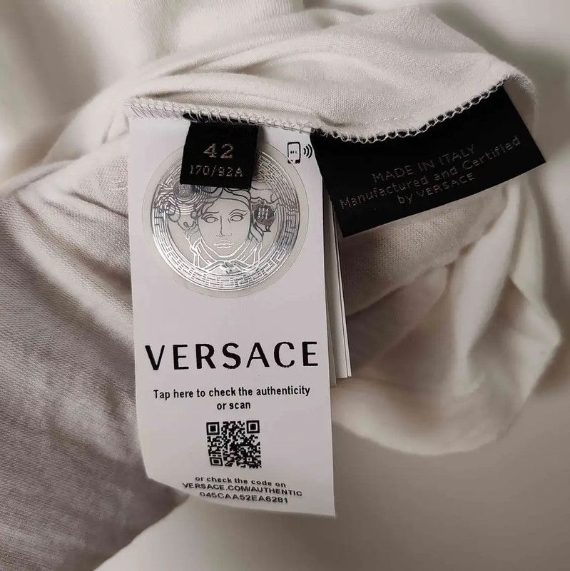 Versace Versace White Cotton T-Shirt with Logo 0089 Size M / US 6-8 / IT 42-44 - 5 Thumbnail