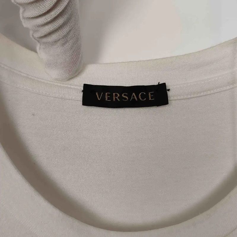 Versace Versace White Cotton T-Shirt with Logo 0089 Size M / US 6-8 / IT 42-44 - 3 Thumbnail