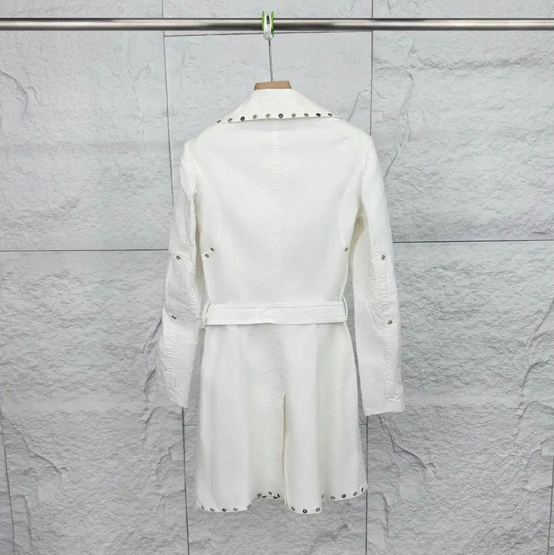 Versace Versace Women's White Cotton Trench Coat 0089 Size M / US 6-8 / IT 42-44 - 2 Thumbnail