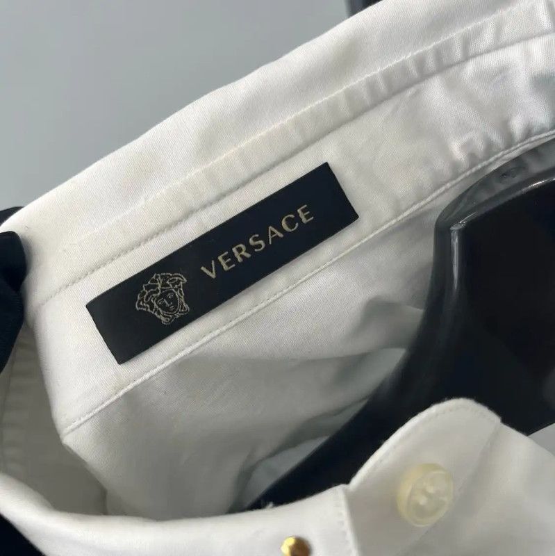 Versace Versace White Cotton Long Sleeve Shirt 0089 Size S / US 4 / IT 40 - 3 Thumbnail