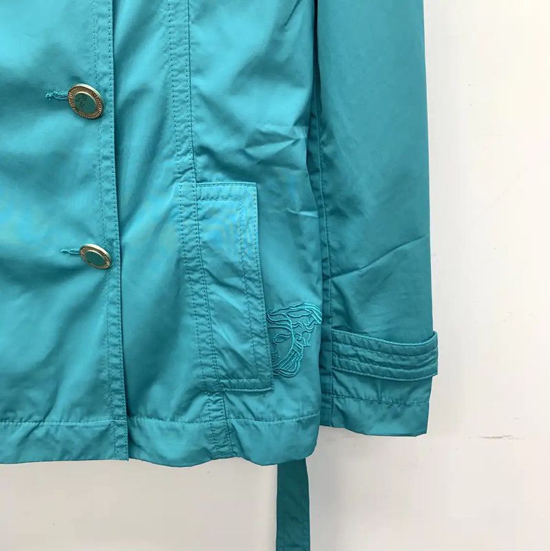 Versace Versace Aqua Polyester Women's Trench Coat 0089 Size ONE SIZE - 4 Thumbnail