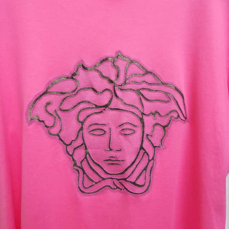 Versace Versace Pink Cotton Logo T-Shirt for Women 0089 Size S / US 4 / IT 40 - 3 Thumbnail