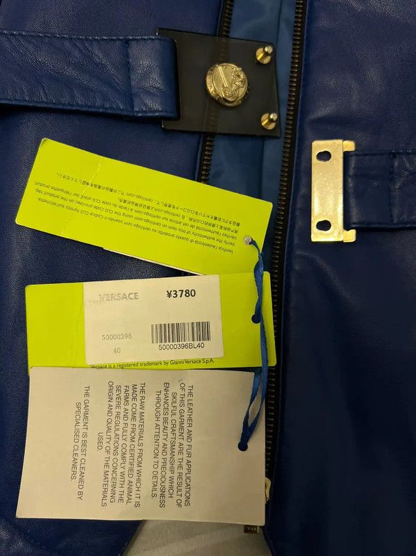 Versace Versace Blue Leather Women's Jacket with Fur Collar 0089 Size XS / US 0-2 / IT 36-38 - 7 Thumbnail
