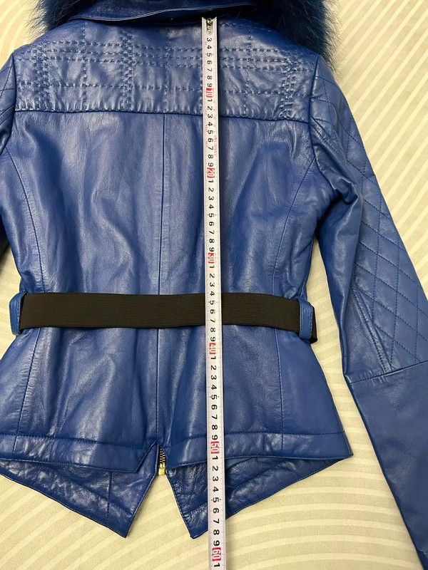 Versace Versace Blue Leather Women's Jacket with Fur Collar 0089 Size XS / US 0-2 / IT 36-38 - 9 Thumbnail