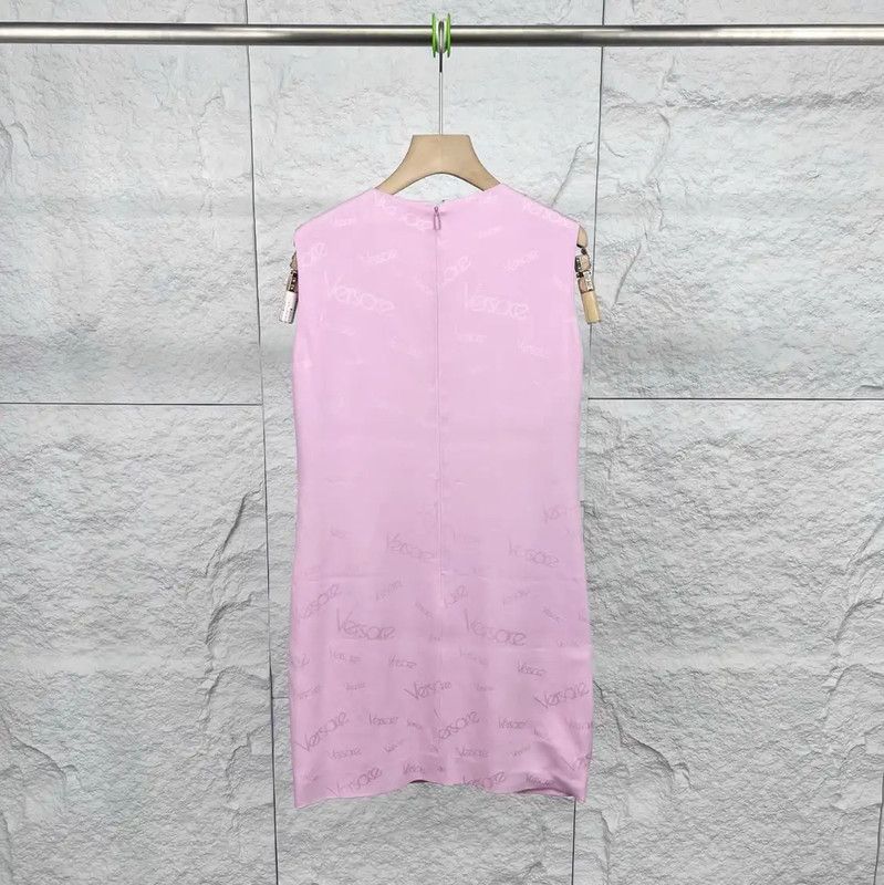 Versace Versace Pink Cotton Dress for Women 0089 Size M / US 6-8 / IT 42-44 - 2 Thumbnail