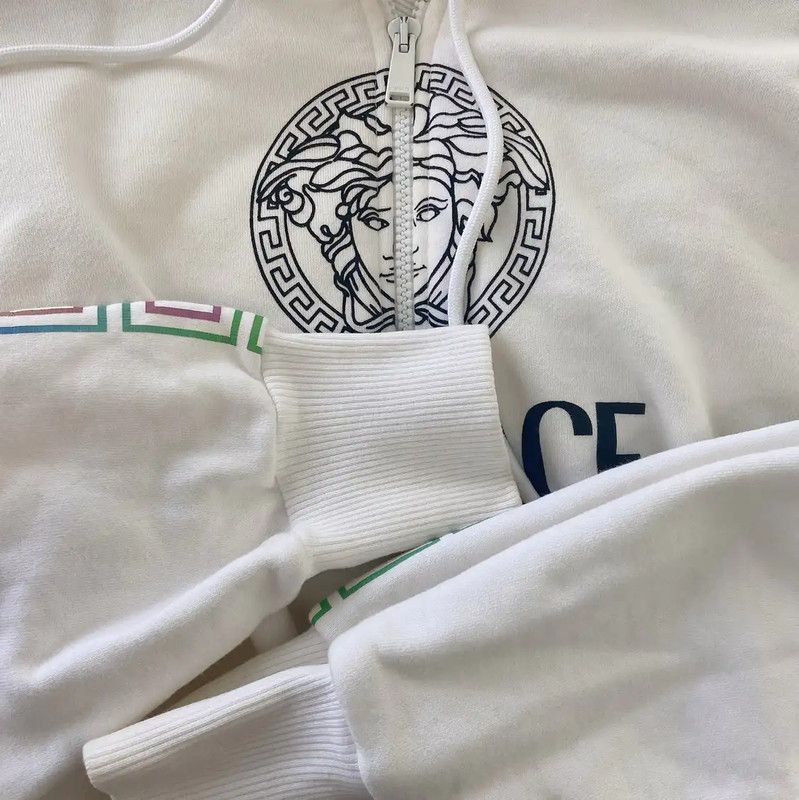Versace Versace White Cotton Women's Hoodie 0089 Size L / US 10 / IT 46 - 6 Thumbnail
