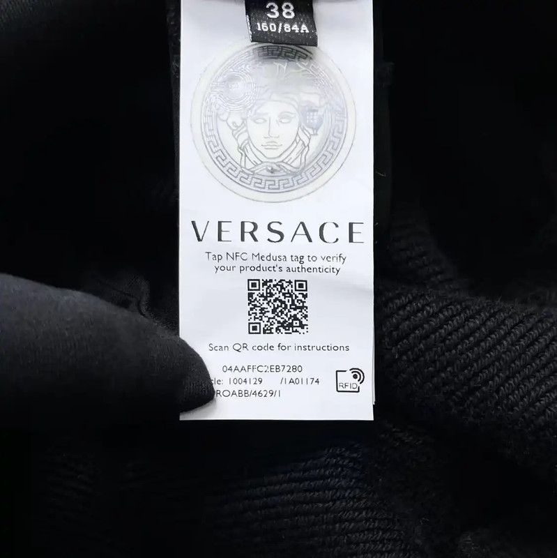 Versace Versace Black Cotton Medusa Short Sleeve Sweatshirt 0089 Size M / US 6-8 / IT 42-44 - 6 Thumbnail