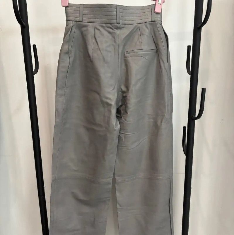 Versace Versace Women's Light Gray Leather Casual Pants 0089 Size 23" - 2 Thumbnail