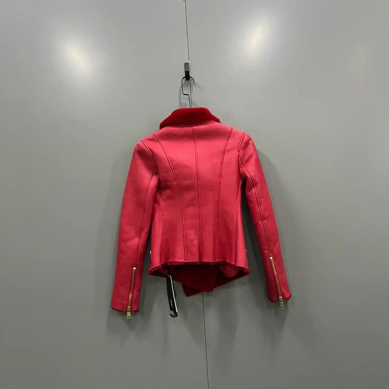 Versace Versace Women's Red Leather Jacket 0089 Size M / US 6-8 / IT 42-44 - 2 Thumbnail