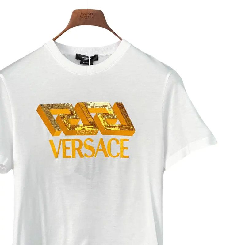 Versace Versace Summer White Logo T-Shirt for Women 0089 Size XXL / US 16-18 / IT 52-54 - 3 Thumbnail