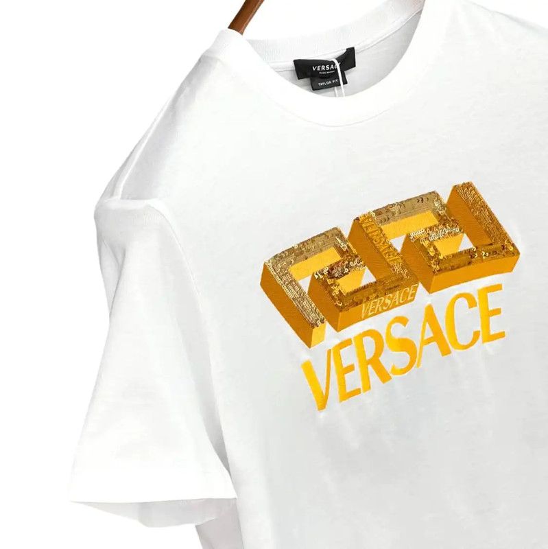 Versace Versace Summer White Logo T-Shirt for Women 0089 Size XXL / US 16-18 / IT 52-54 - 4 Thumbnail