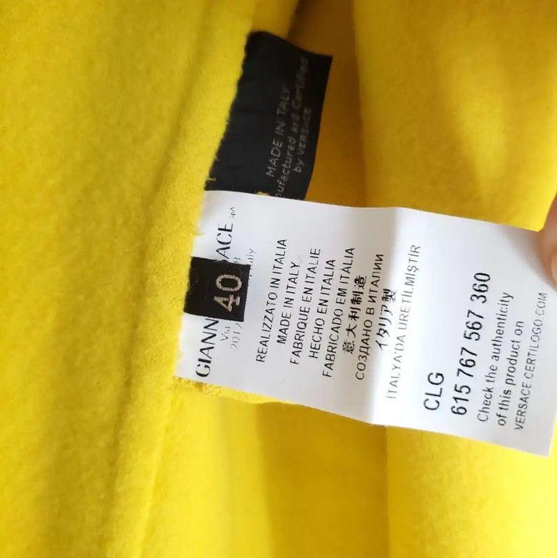 Versace Versace Yellow Cashmere Mid-Length Coat 0089 Size S / US 4 / IT 40 - 8 Thumbnail