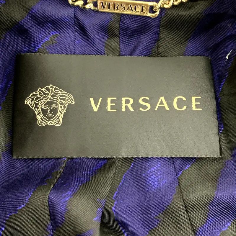 Versace Versace Blue Herringbone Women's Coat 0089 Size M / US 6-8 / IT 42-44 - 5 Thumbnail