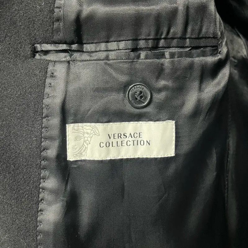 Versace Versace Black Wool Double-Breasted Coat 0089 Size XL / US 12-14 / IT 48-50 - 3 Thumbnail