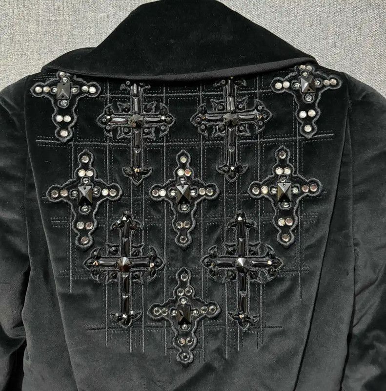 Versace Versace Black Embroidered Women's Coat 0089 Size S / US 4 / IT 40 - 3 Thumbnail