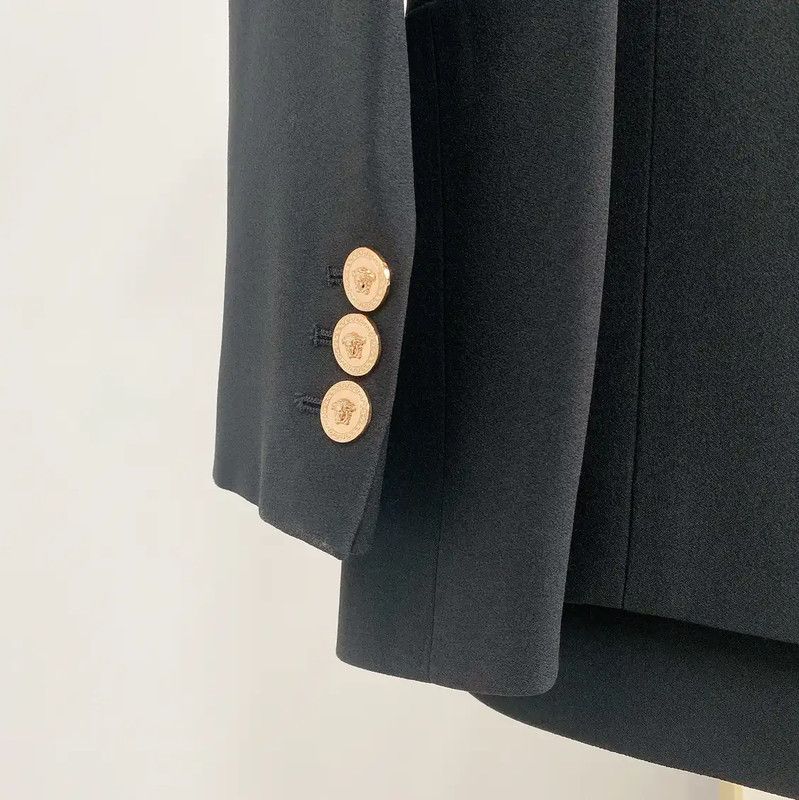 Versace Versace Black Mid-Length Jacket for Women 0089 Size S / US 4 / IT 40 - 5 Thumbnail