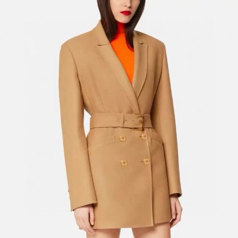 Versace Versace Winter Wool Long Coat in Khaki 0089 Size L / US 10 / IT 46 - 9 Thumbnail