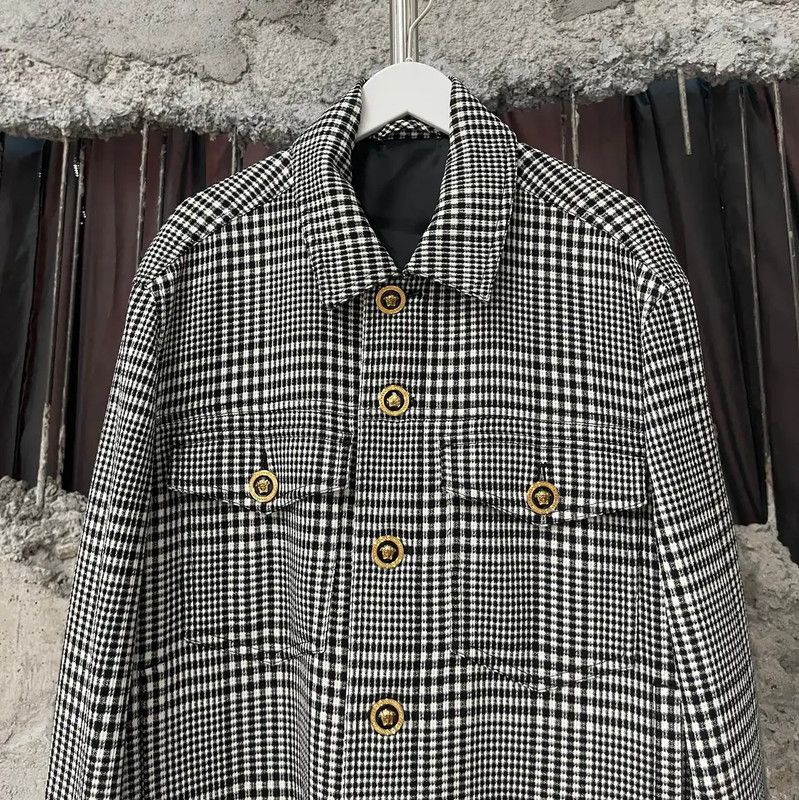Versace Versace Women's Gray Checkered Jacket 0089 Size ONE SIZE - 3 Thumbnail