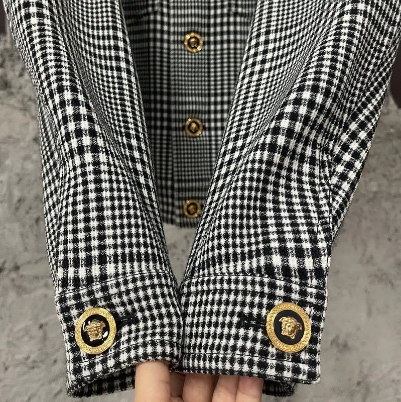 Versace Versace Women's Gray Checkered Jacket 0089 Size ONE SIZE - 5 Thumbnail