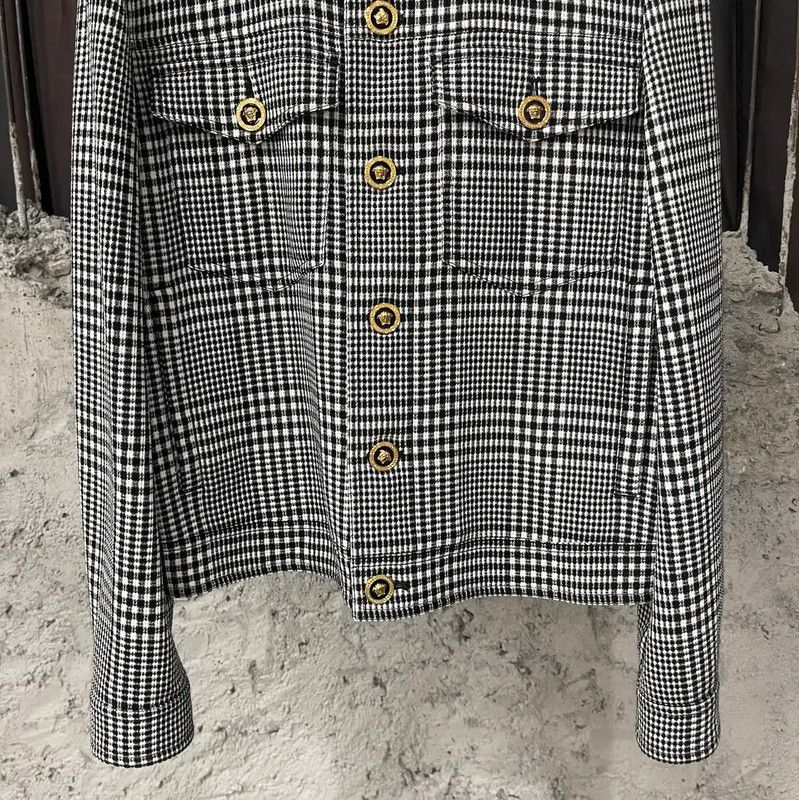 Versace Versace Women's Gray Checkered Jacket 0089 Size ONE SIZE - 4 Thumbnail