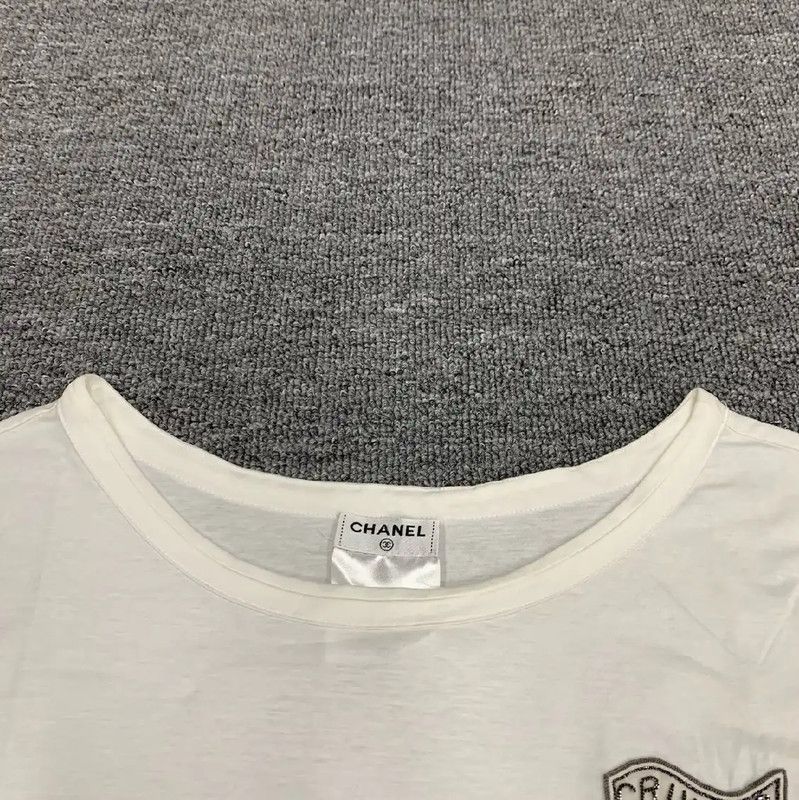 Chanel Chanel White Cotton Women's Sleeveless T-Shirt 0089 Size S / US 4 / IT 40 - 4 Thumbnail