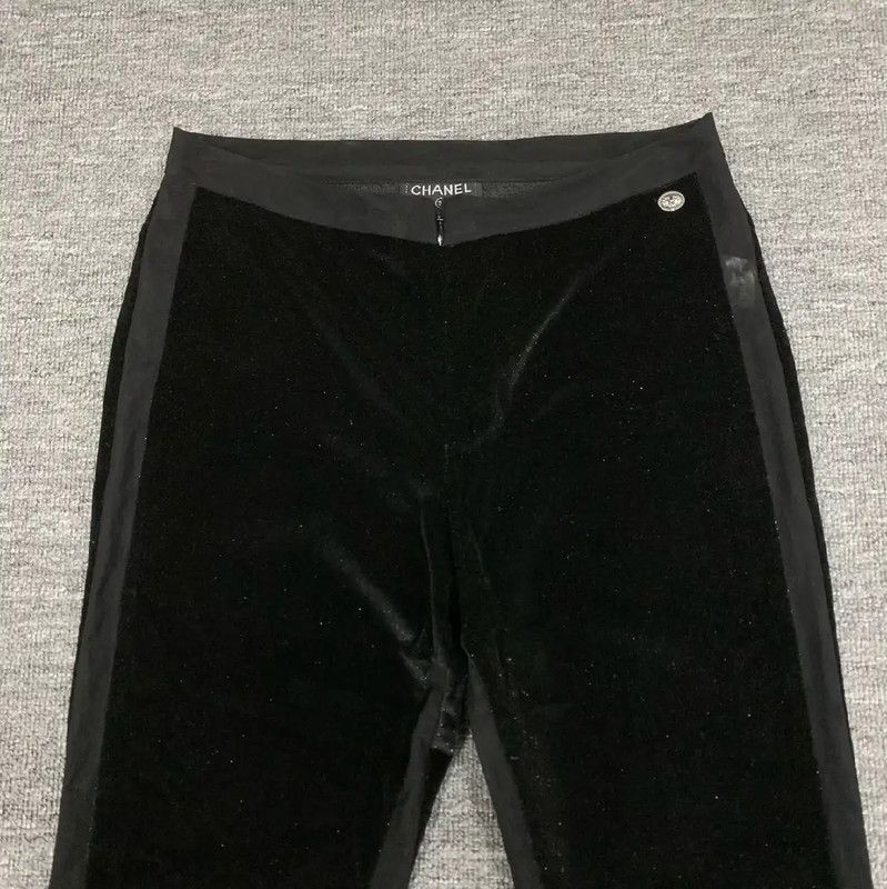 Chanel Chanel S Size Black Cotton Casual Pants 0089 Size 23" - 4 Thumbnail