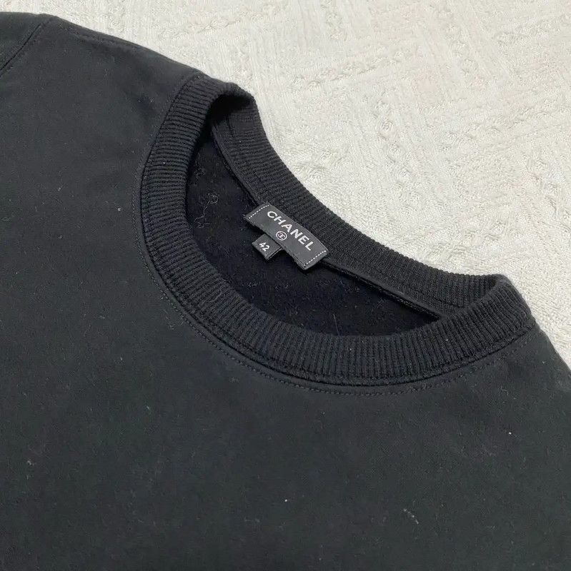 Chanel Chanel Black Long Sleeve Cotton Sweatshirt 0089 Size L / US 10 / IT 46 - 4 Thumbnail