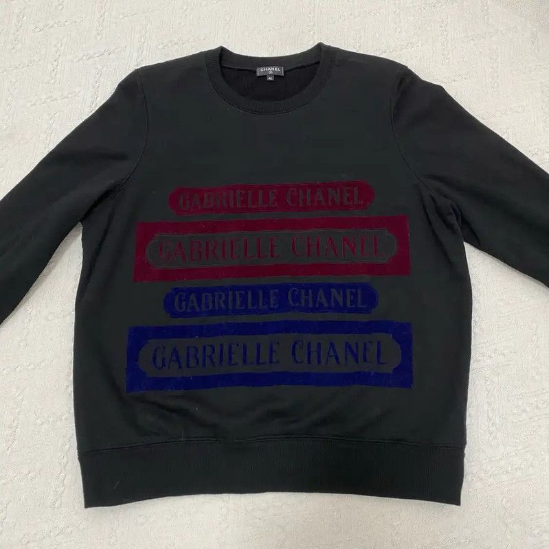 Chanel Chanel Black Long Sleeve Cotton Sweatshirt 0089 Size L / US 10 / IT 46 - 2 Thumbnail