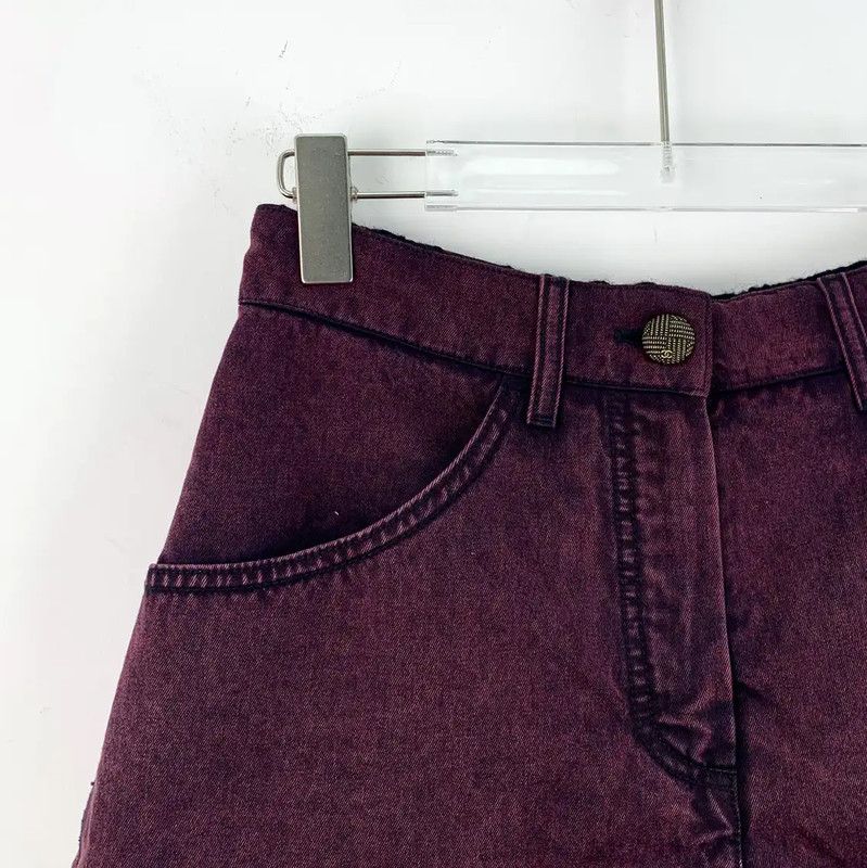 Chanel Chanel XS Dark Purple Cotton Women's Shorts 0089 Size 22" - 3 Thumbnail