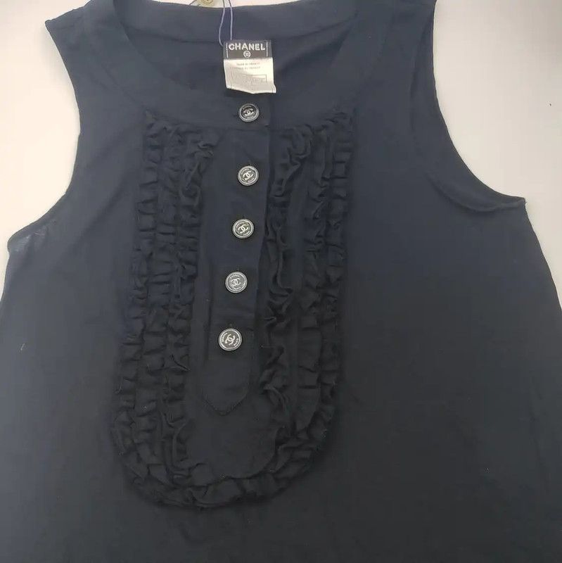 Chanel Chanel Black Cotton Women's Pullover Sweater 0089 Size L / US 10 / IT 46 - 3 Thumbnail
