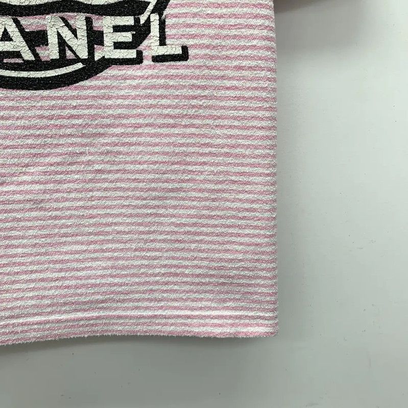 Chanel Chanel Striped Pink Cotton Women's T-Shirt 0089 Size S / US 4 / IT 40 - 4 Thumbnail