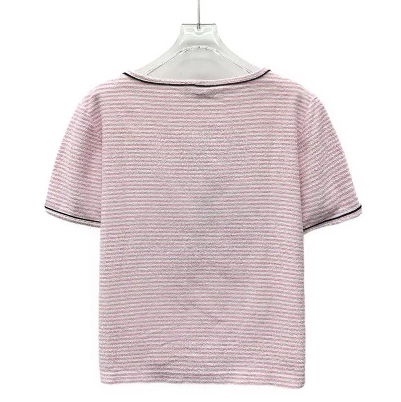 Chanel Chanel Striped Pink Cotton Women's T-Shirt 0089 Size S / US 4 / IT 40 - 2 Thumbnail