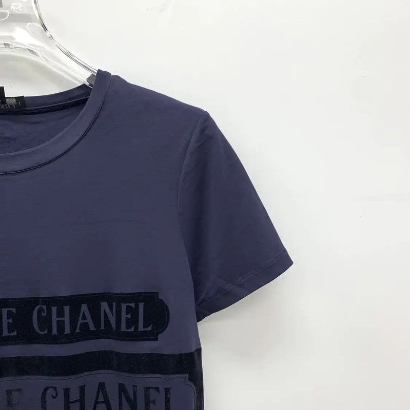 Chanel Chanel Purple Cotton T-Shirt with Logo 0089 Size XS / US 0-2 / IT 36-38 - 3 Thumbnail