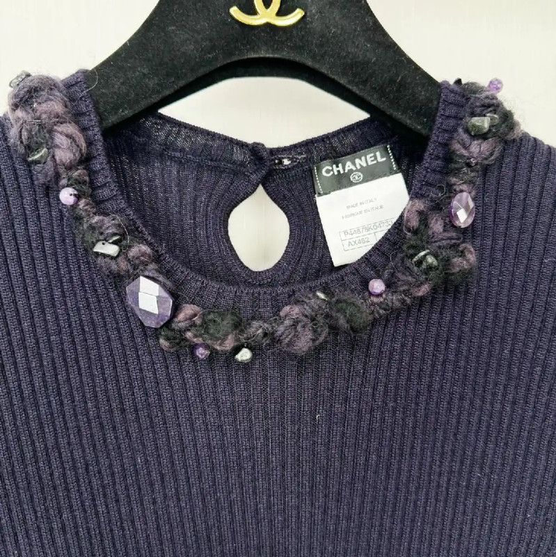 Chanel Chanel Purple Long Sleeve Pullover Sweater 0089 Size S / US 4 / IT 40 - 3 Thumbnail