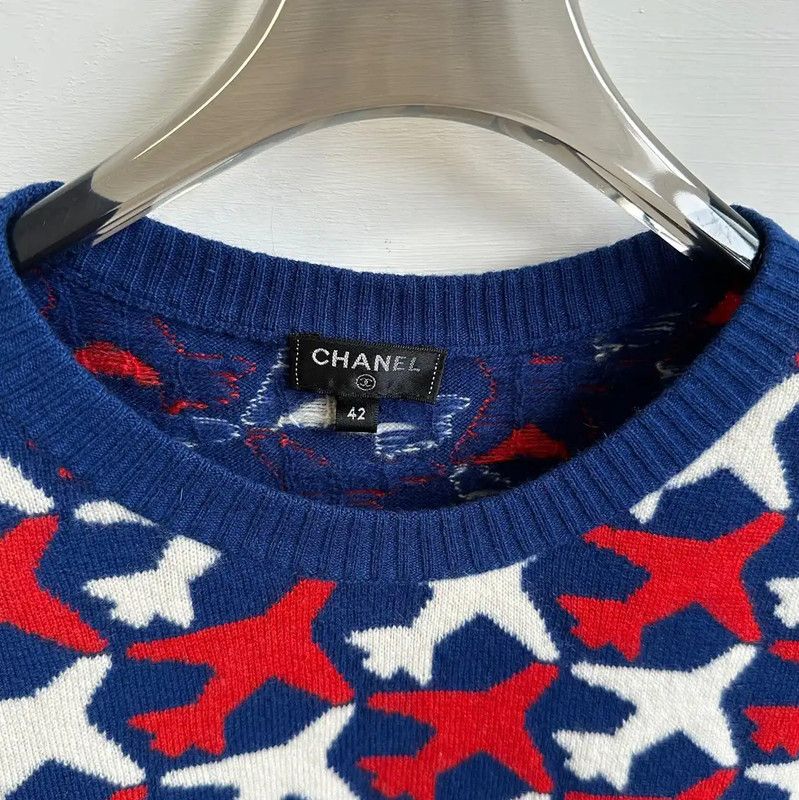 Chanel Chanel Spring Blue Knit Short-Sleeve Sweater 0089 Size S / US 4 / IT 40 - 3 Thumbnail